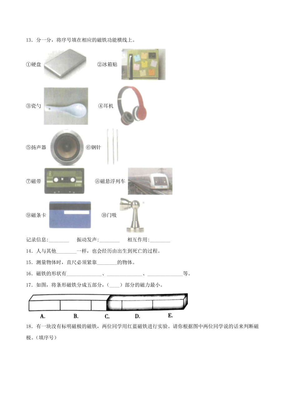 2020科教版二年级下册科学《期末考试卷》(含答案).doc_第3页