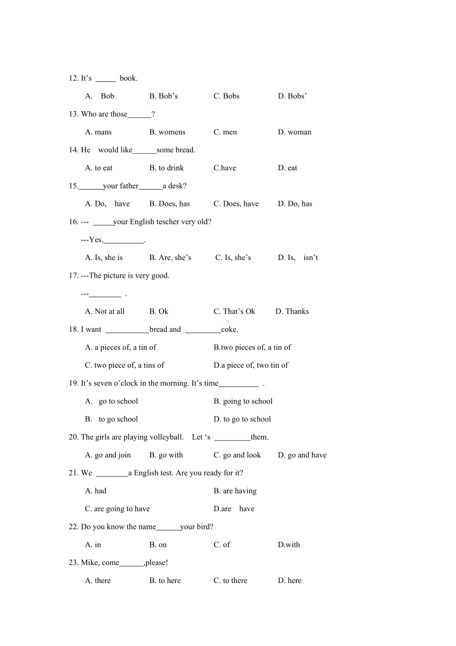 仁爱版英语初一上学期摸底测试(初中-七年级-英语试题).doc_第3页