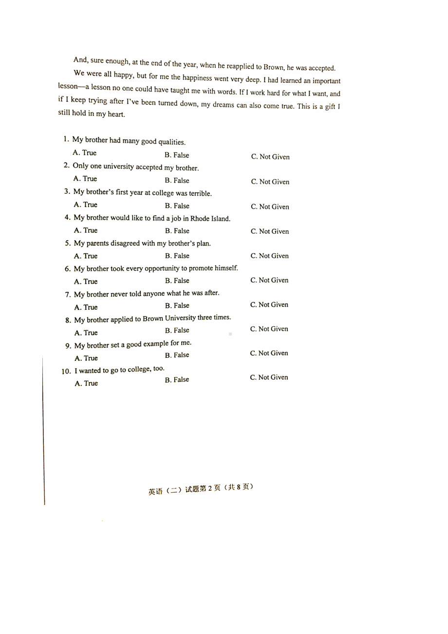 2019年4月自考00015英语二试题及答案知识分享.doc_第3页