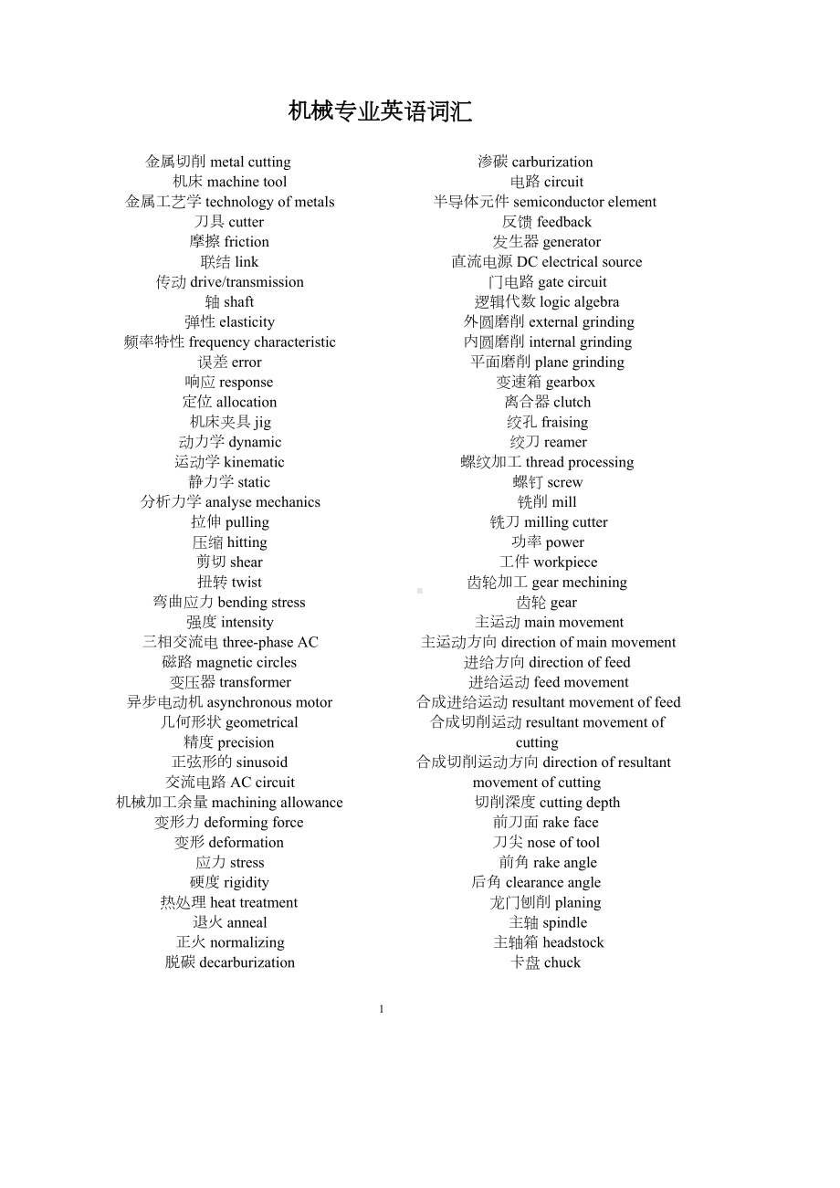 (完整版)机械专业英语词汇（最新完整版）.doc_第1页