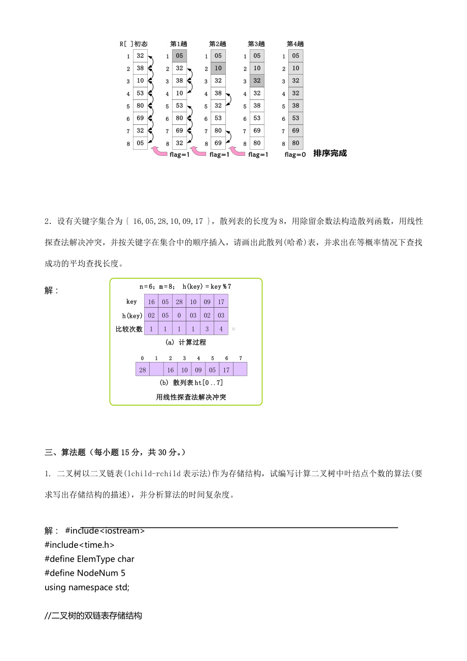 2020年《数据结构(高起专)》(离线考核)参考答案.doc_第3页