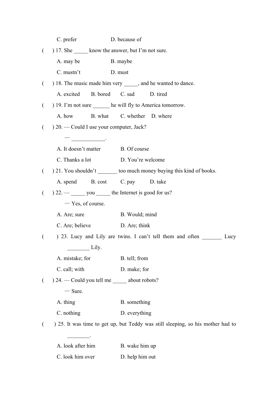 仁爱版英语八年级(上册)Unit4Topic2同步练习题.doc_第2页