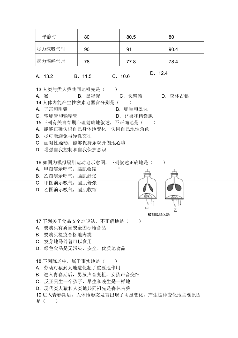 七年级上册生物期中考试题(鲁教版).doc_第2页