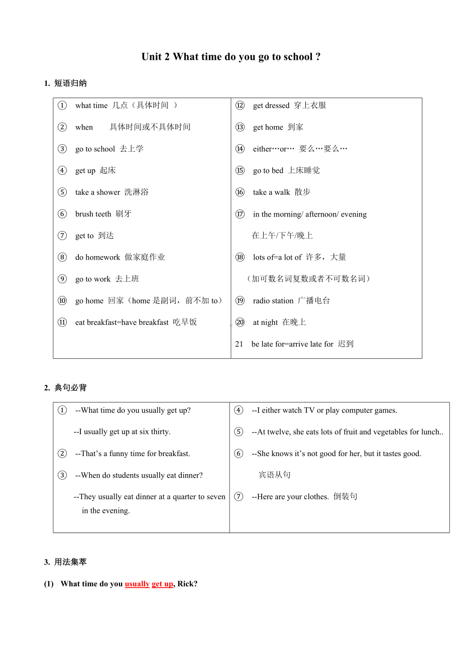 人教版七年级下册英语Unit-2-知识点语法归纳总结.docx_第1页