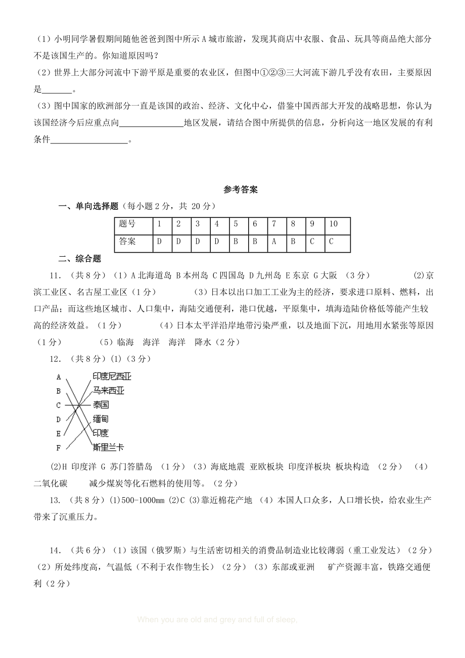 七年级下册地理第七章测试题[1].doc_第3页