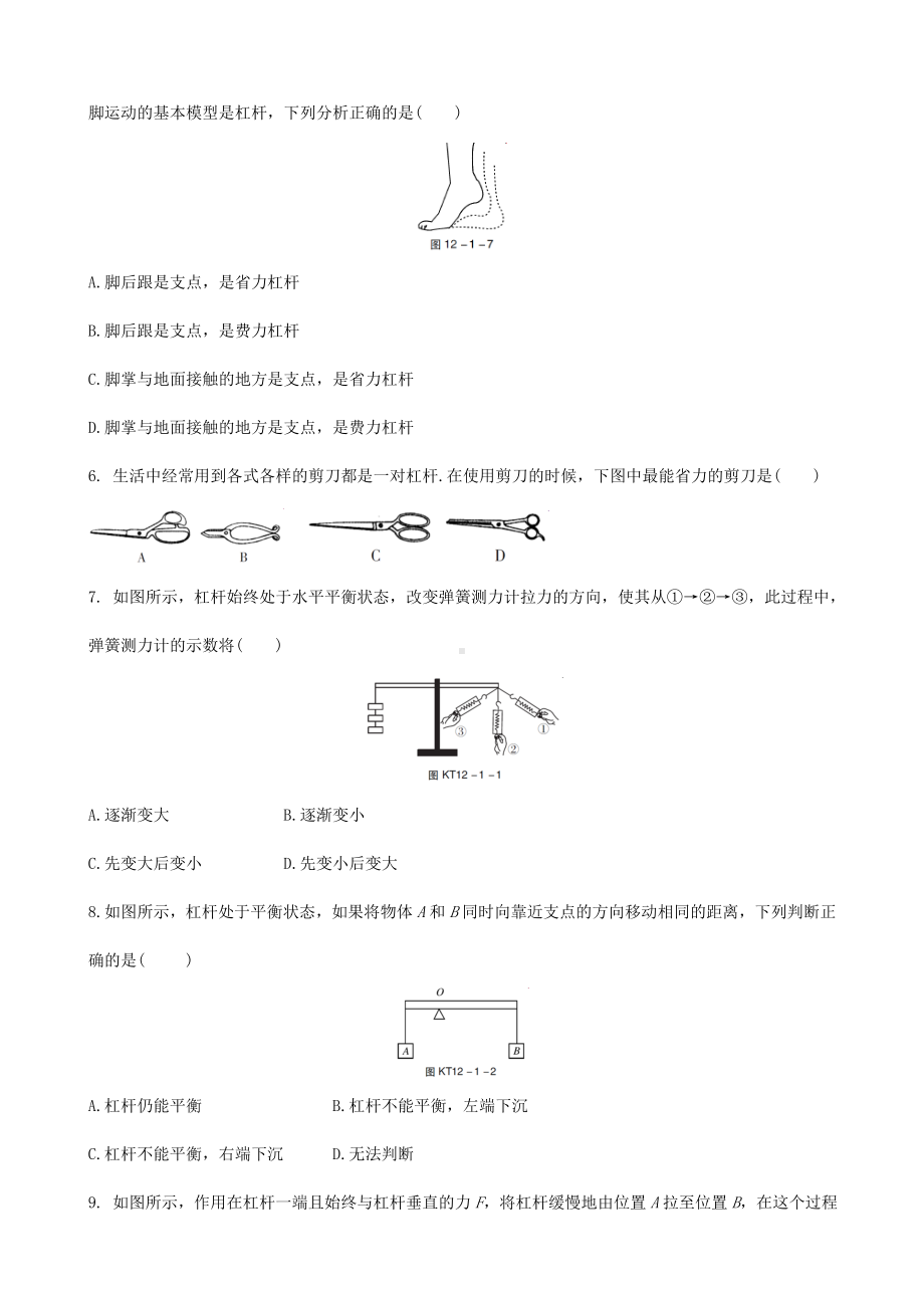 中考物理-杠杆专题复习练习题.doc_第2页