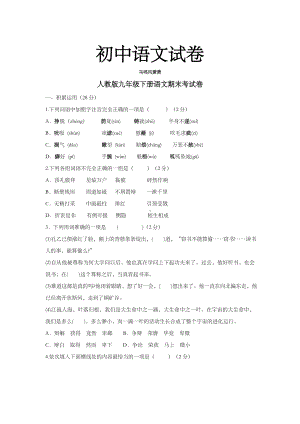 人教版九年级下册语文期末测试卷.doc