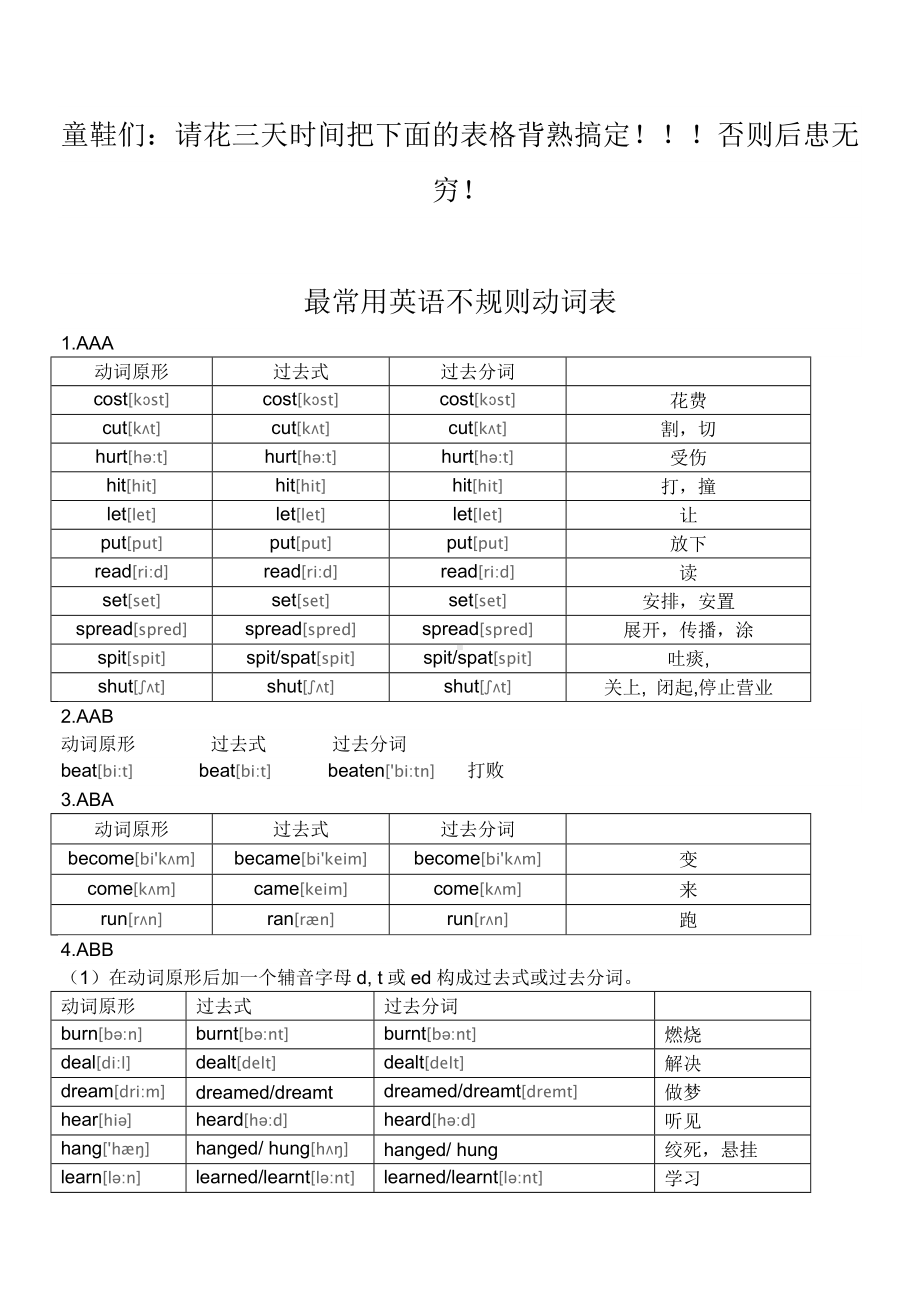 (完整版)新版常用英语不规则动词表.doc_第1页