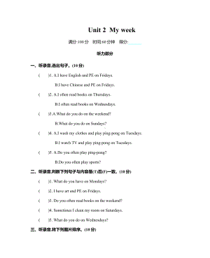 人教版PEP五年级英语上册Unit-2-单元测试卷.docx