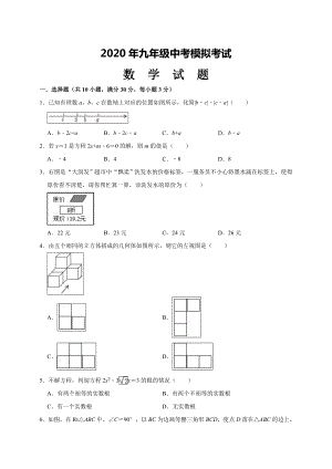 九年级数学中考模拟试题(带答案).doc