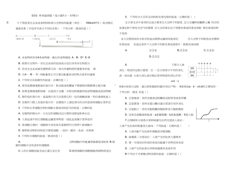 2019中考生物模拟试题(一).docx_第1页