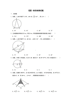 人教版九年级数学上册-《圆》培优检测试试题(含答案).doc