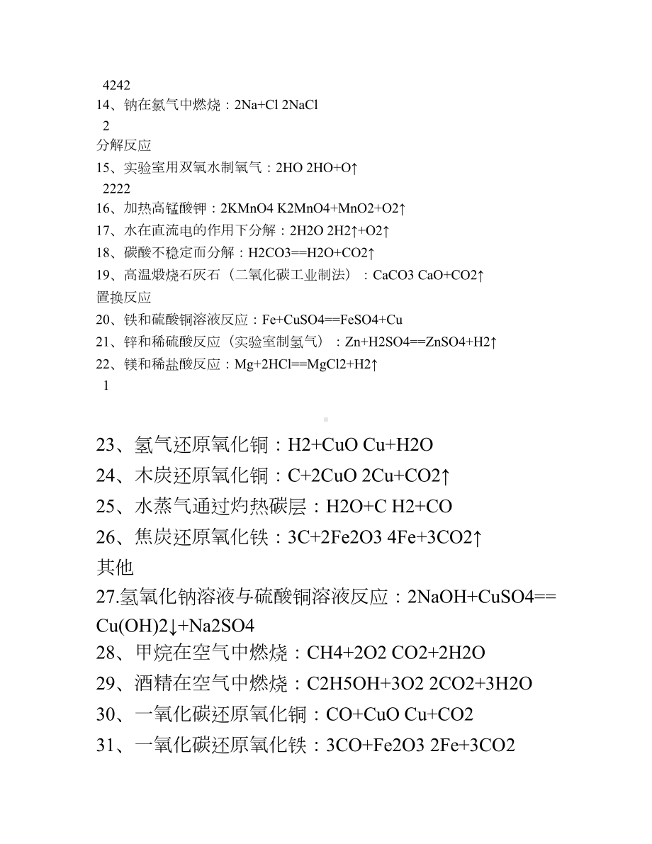 人教版初中化学方程式大全-+知识点全面总结26页.doc_第2页