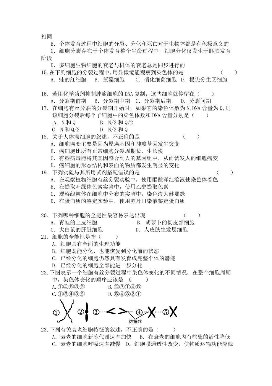 (完整版)细胞增殖的练习题及答案(2).doc_第3页