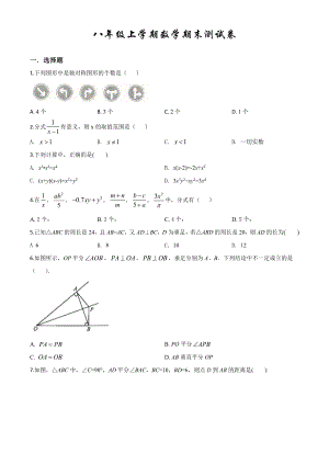 人教版八年级上册数学《期末考试试题》及答案.doc