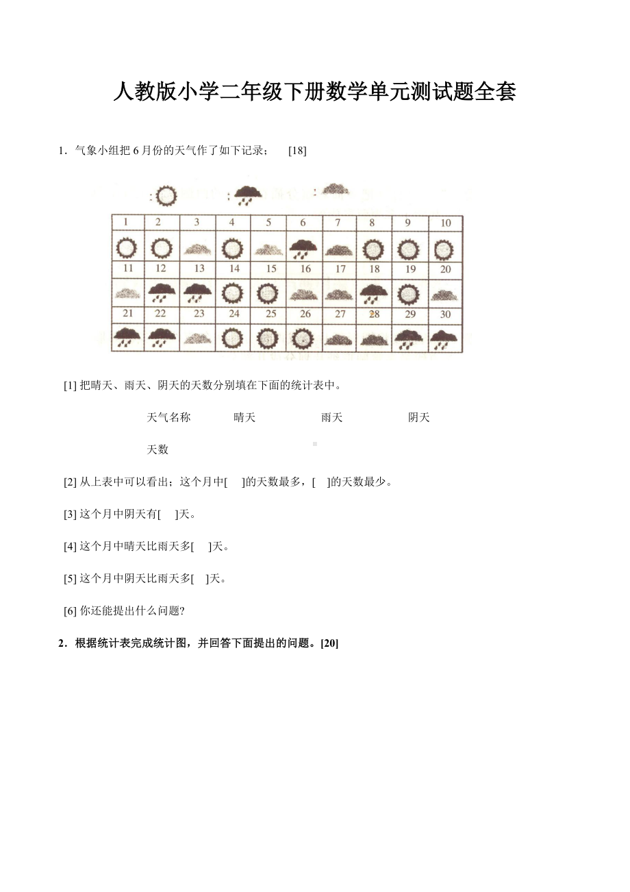 人教版小学二年级下册数学单元测试题全套.docx_第1页