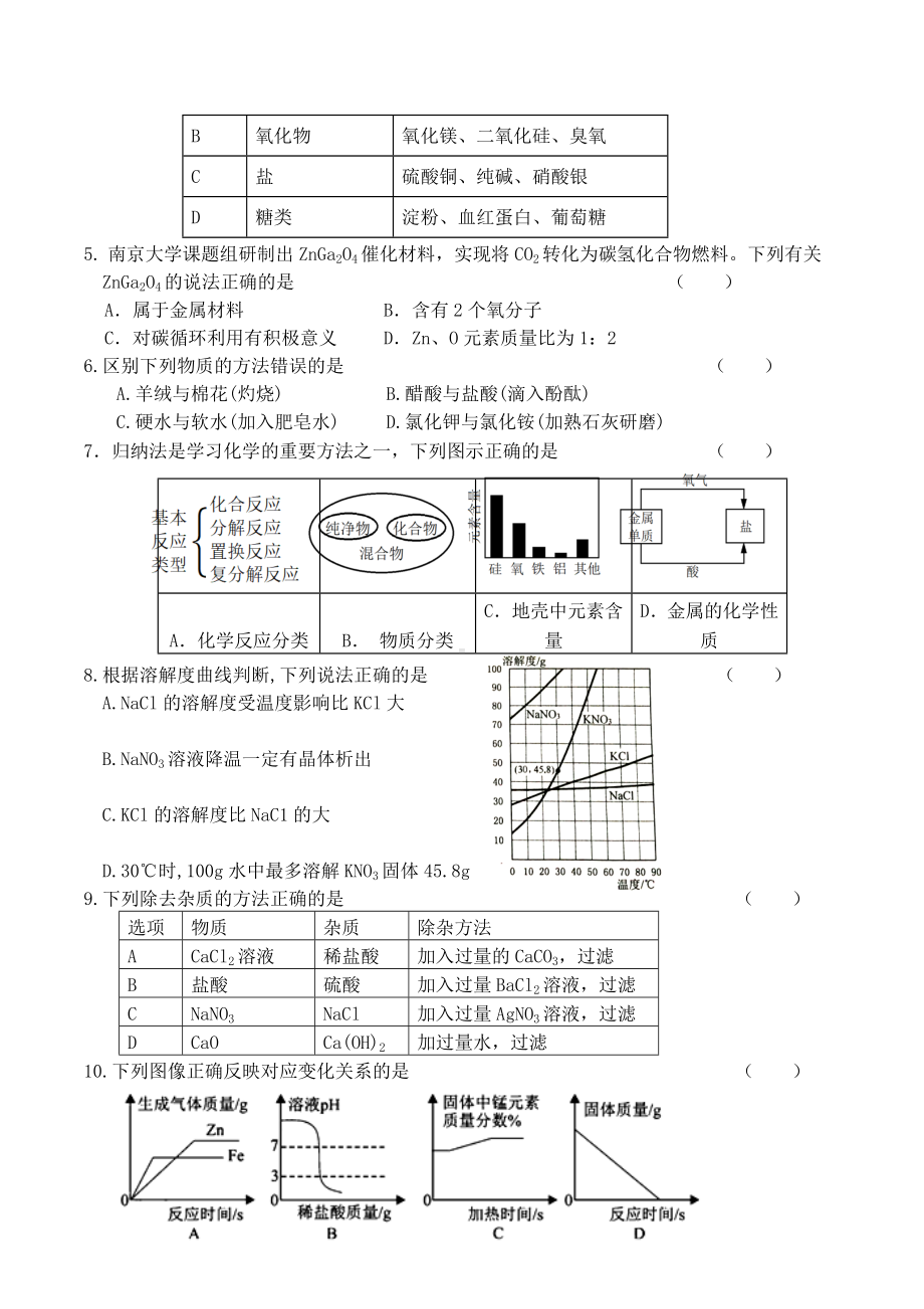 2019年深圳市中考化学模拟试题一(附参考答案).doc_第2页