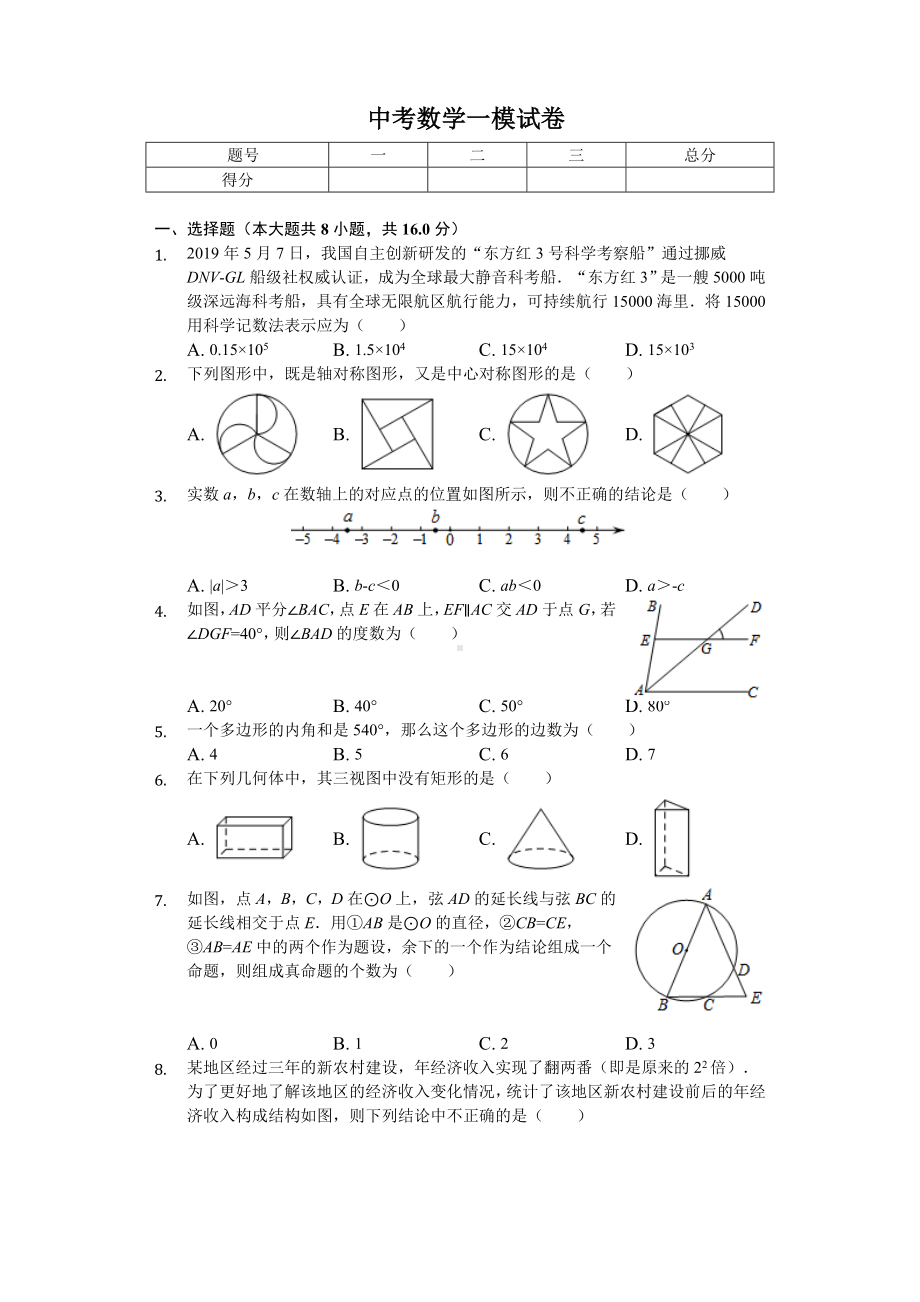 2020年北京市石景山区中考数学一模试卷-.doc_第1页