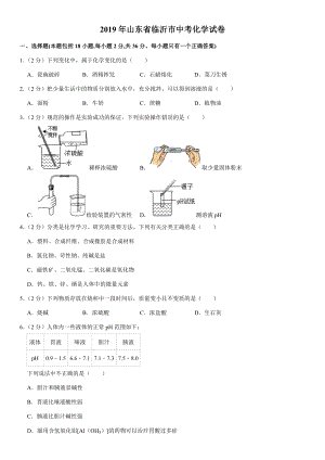 2019年山东省临沂市中考化学试卷.doc