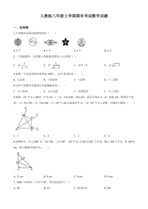 人教版八年级上学期数学期末测试题及答案解析.doc