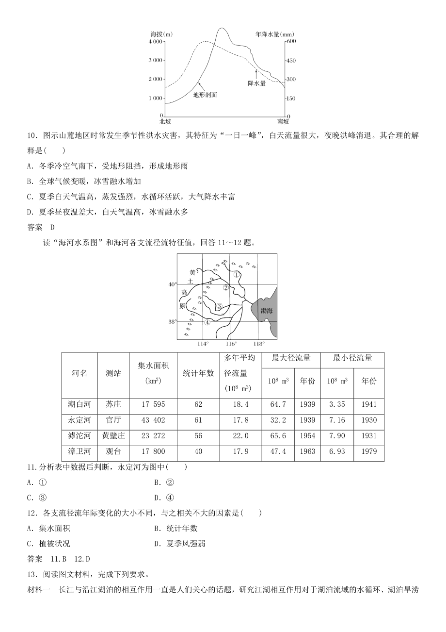 2019届高考地理一轮总复习：自然界的水循环和水资源的合理利用-课时练习题.doc_第3页