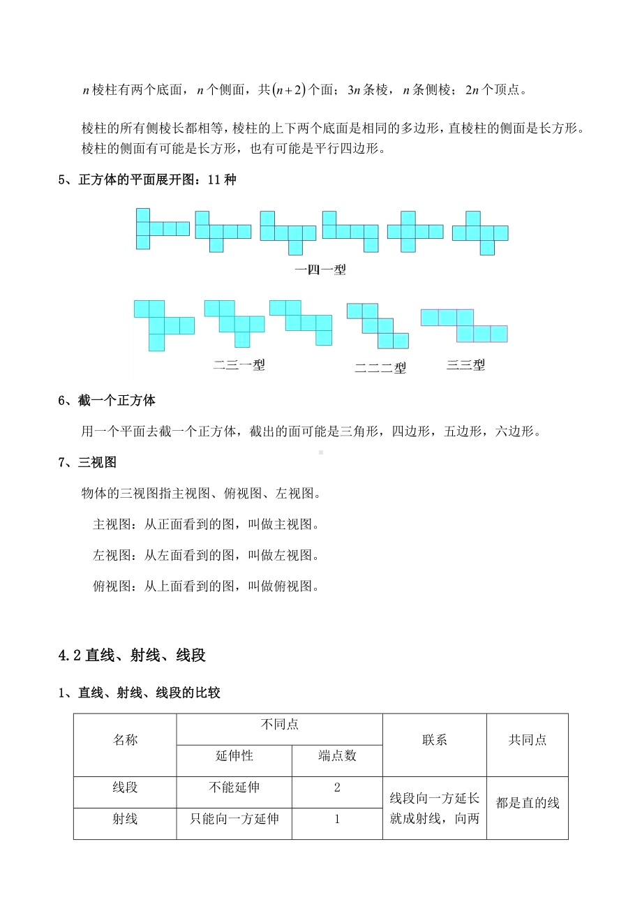 七年级上册第四单元-几何初步-知识点总结(人教版).docx_第2页