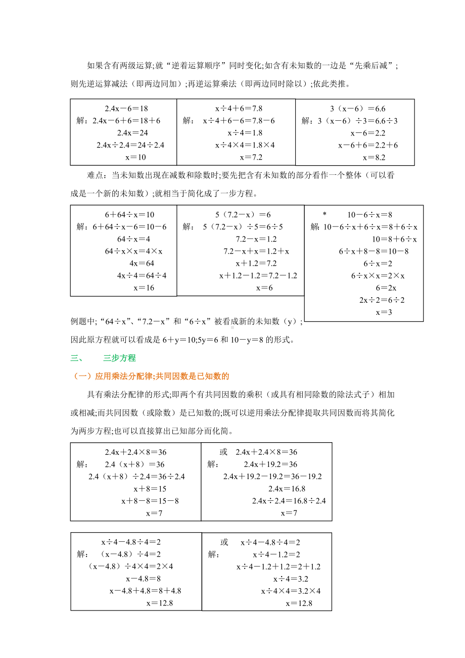 （小学数学）小学人教版五年级上册解简易方程之方法及难点归纳.doc_第2页