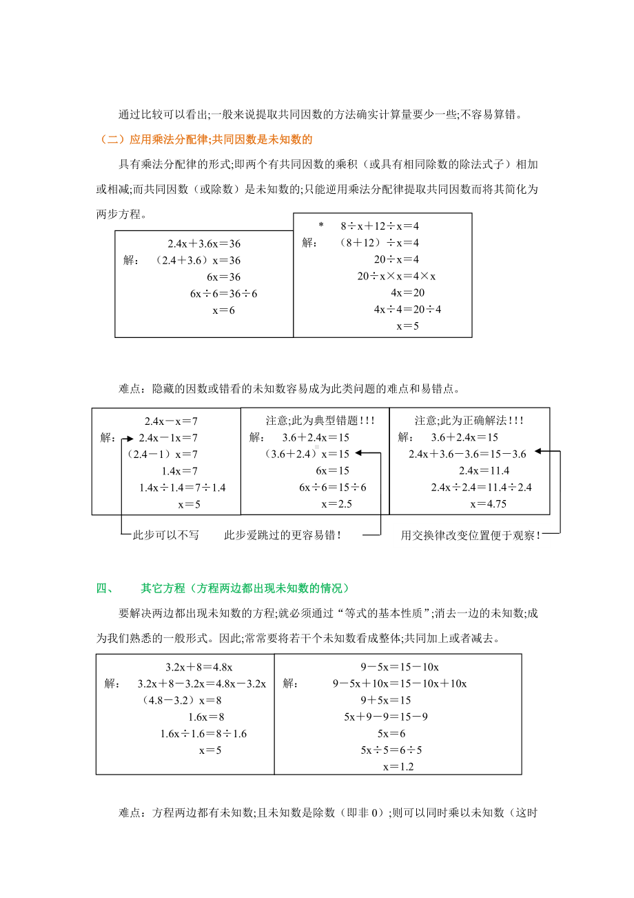 （小学数学）小学人教版五年级上册解简易方程之方法及难点归纳.doc_第3页