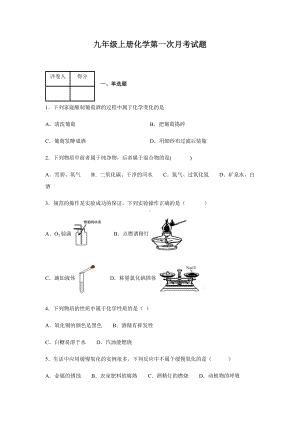 九年级上册化学第一次月考试卷附答案.docx