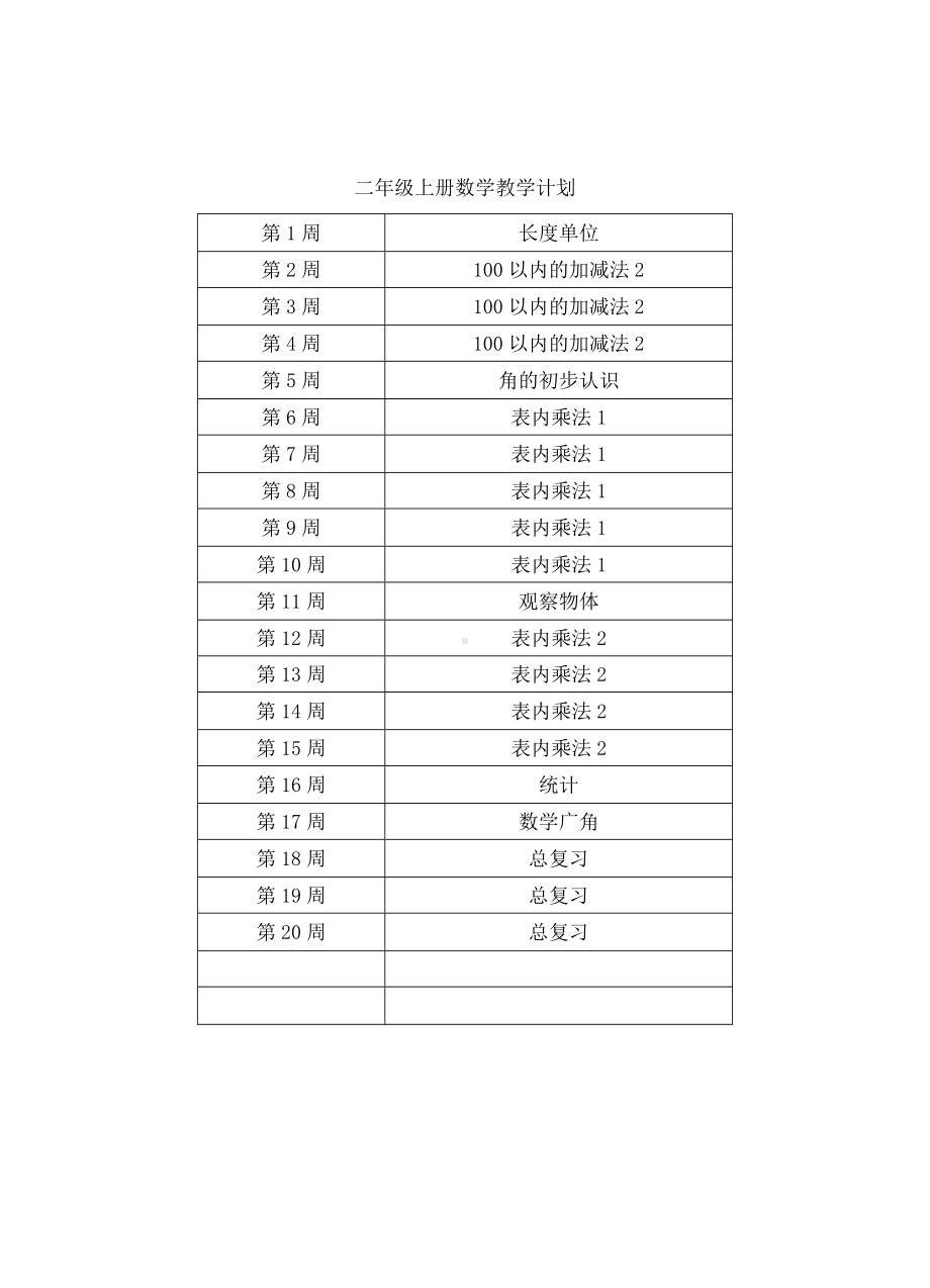 人教版二年级上册数学全册教案表格式(A4直接打印).doc_第1页