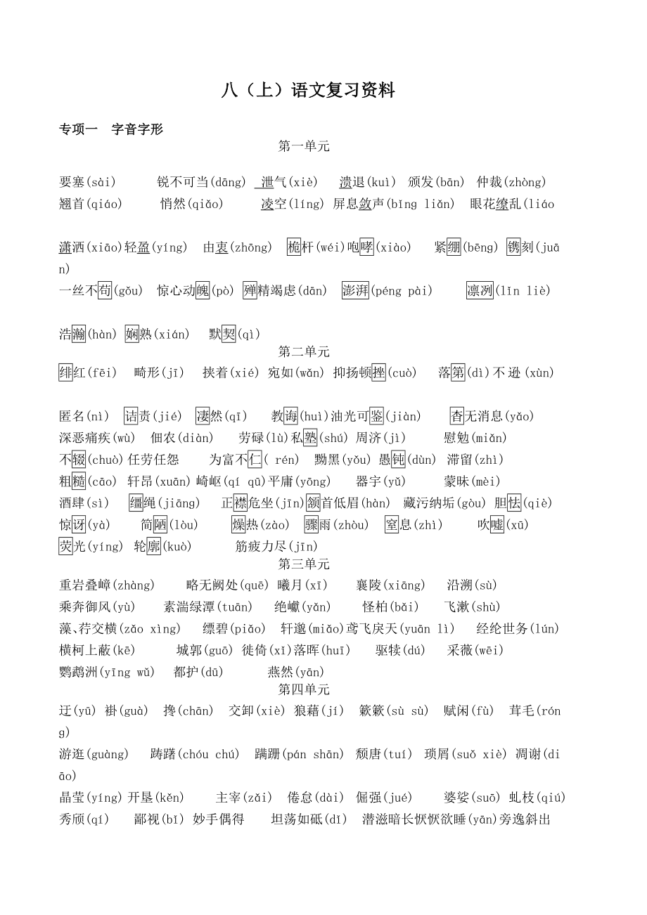 人教部编版八年级语文上册复习资料.doc_第1页