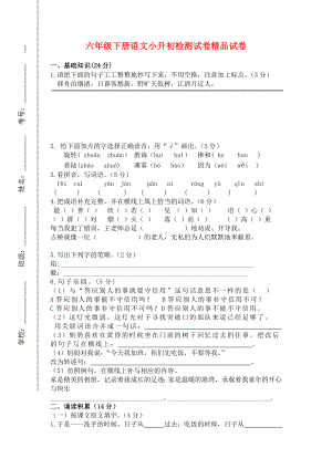 （小升初语文毕业考试）2019年小学六年级语文期末毕业试题新人教版.doc