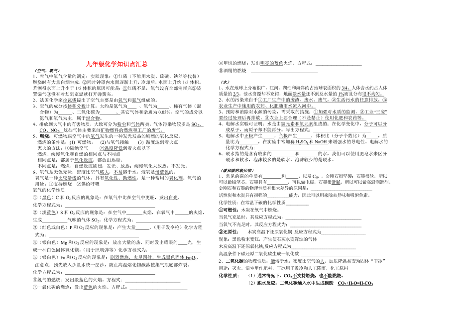 九年级化学中考知识点汇总人教版.doc_第1页