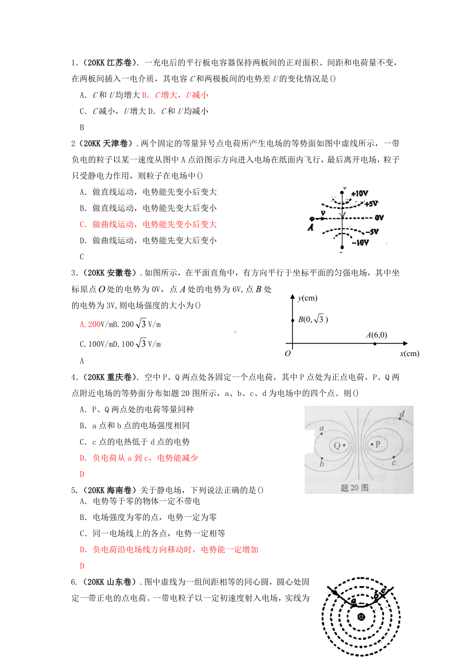 （7A文）高中物理静电场经典习题(包含答案).doc_第1页