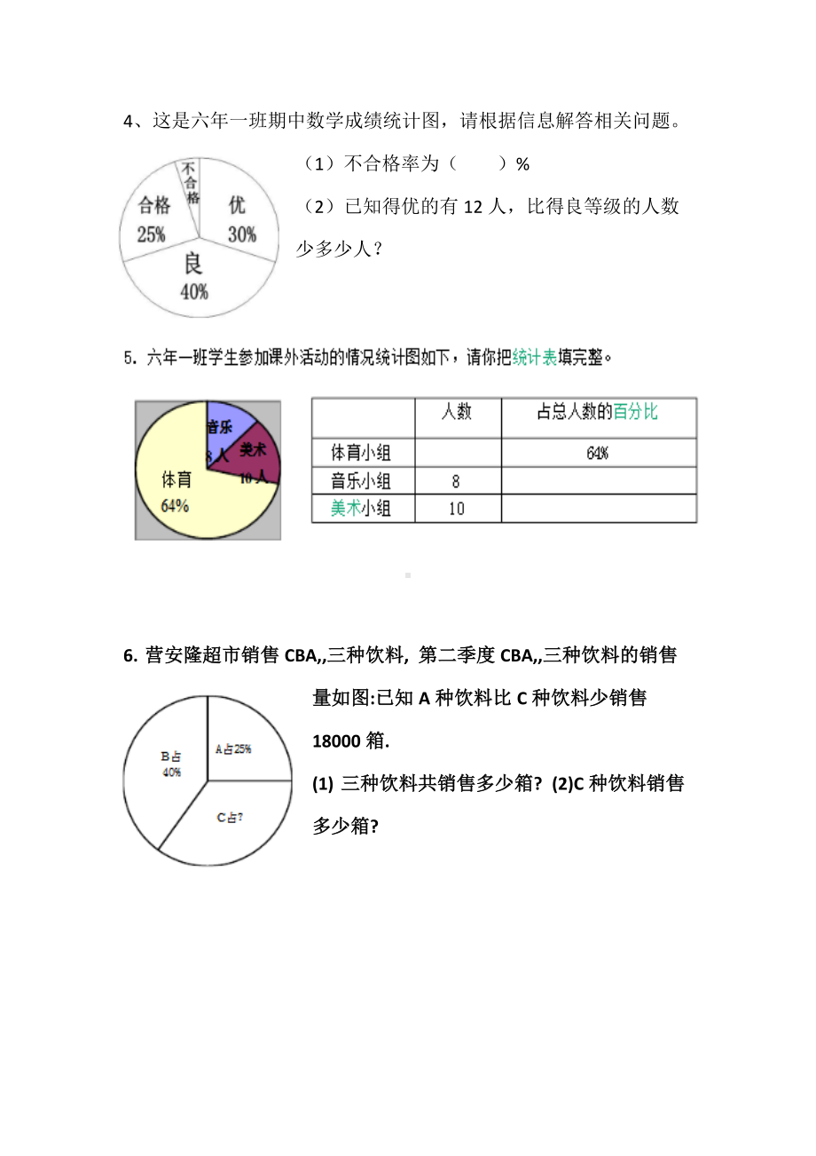 人教版六年级数学上册扇形统计图专项练习题.doc_第2页