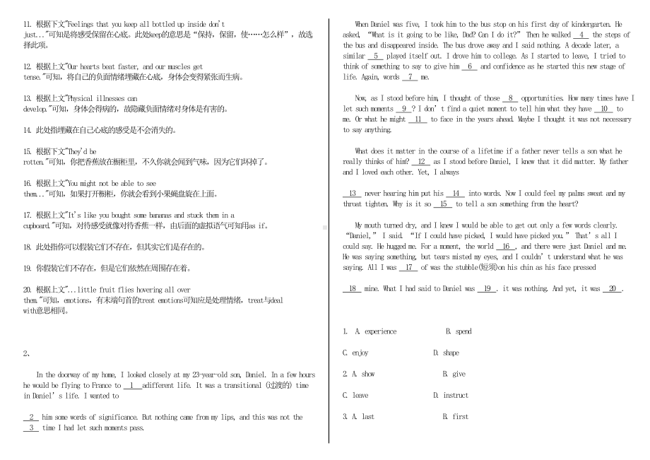 (完整版)高中英语完形填空与阅读理解练习.doc_第3页