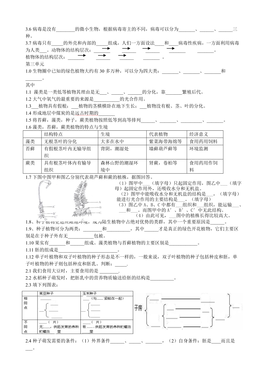 七年级生物上学期知识点总结人教版.doc_第3页