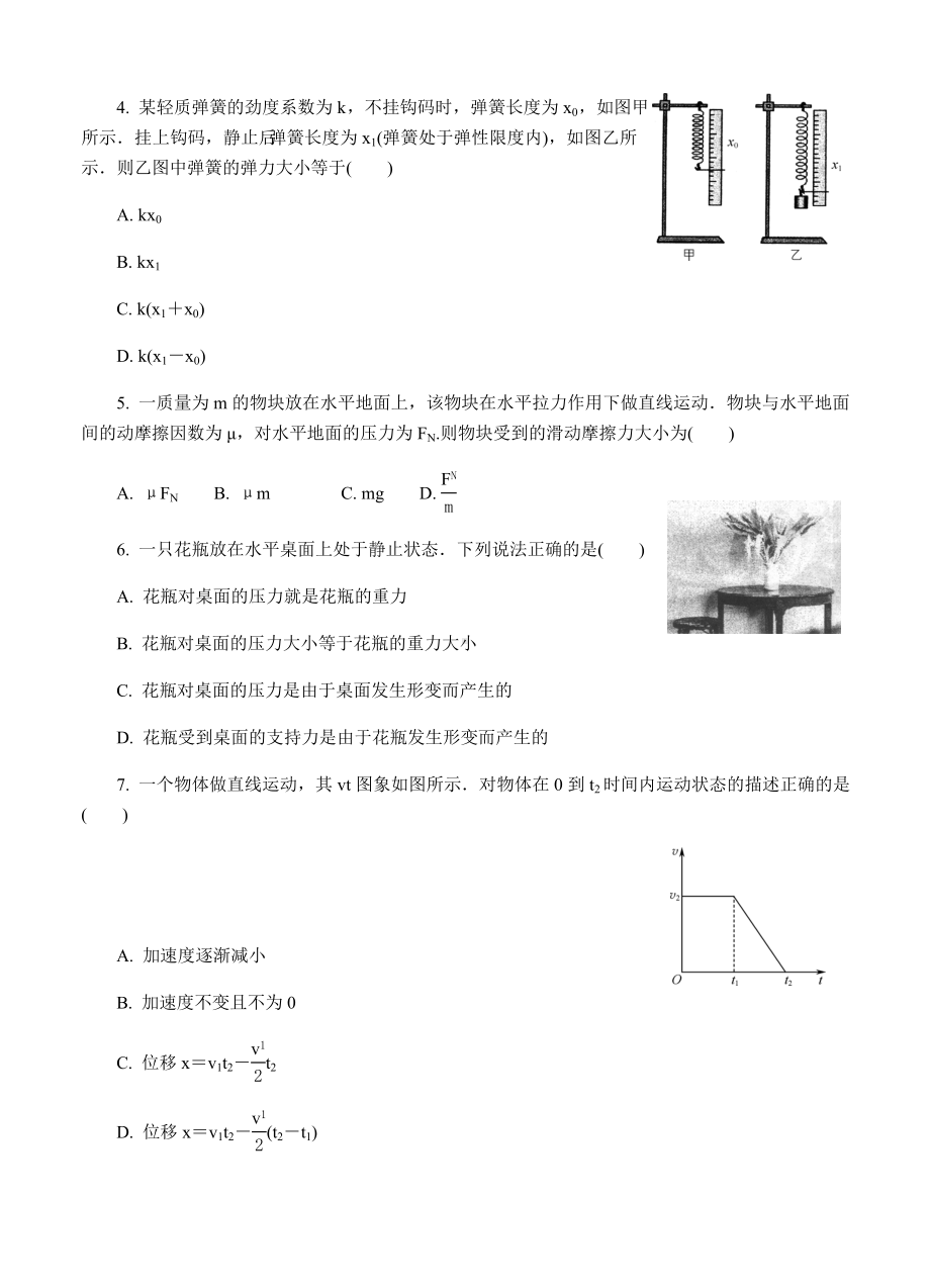 2020学年高二物理学业水平合格性考试模拟试题.doc_第2页