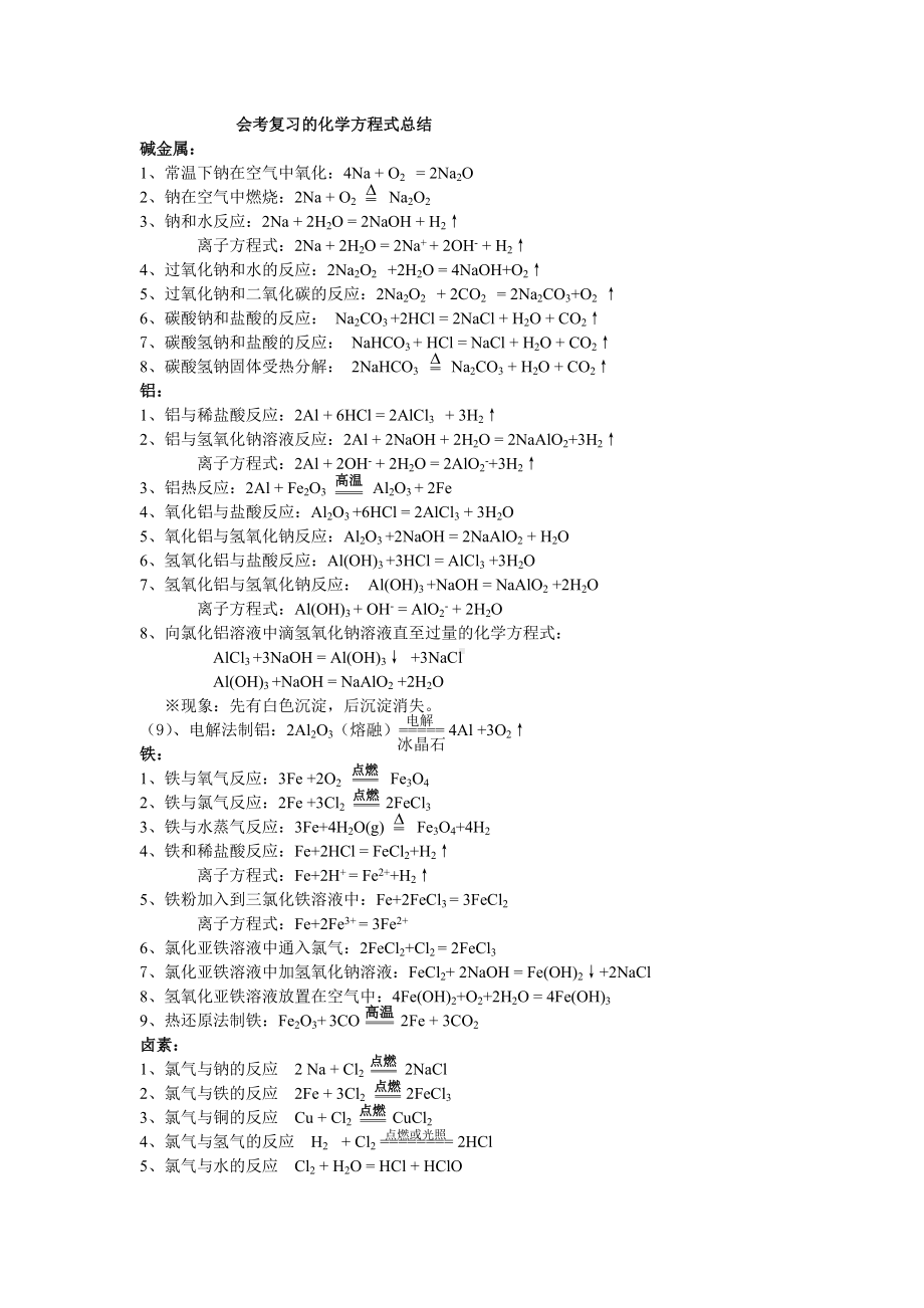 会考复习的化学方程式总结.doc_第1页