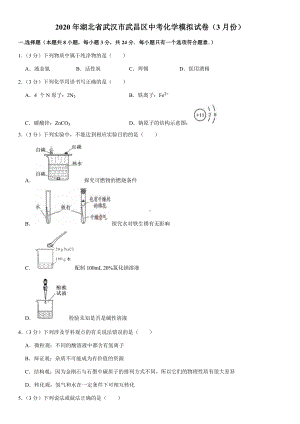 2020年湖北省武汉市武昌区中考化学模拟试卷(3月份).docx