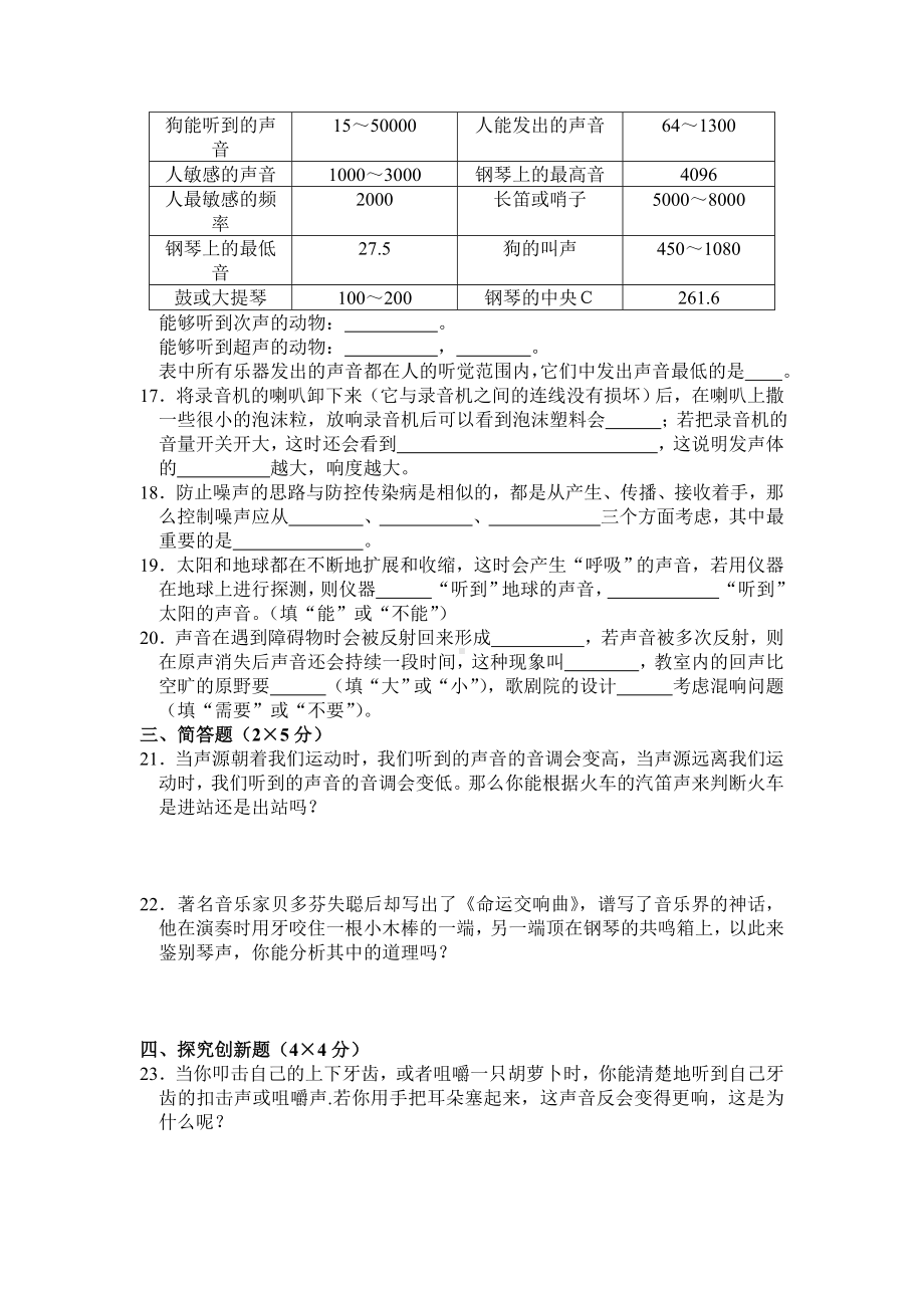 人教版八年级物理上册声现象测试题及答案.doc_第3页