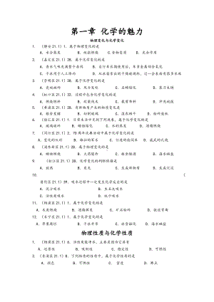 上海2021届中考化学一模分类汇编：化学的魅力(含答案).doc