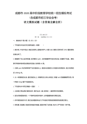 2020-成都中考语文模拟测试卷(试卷+答案).doc