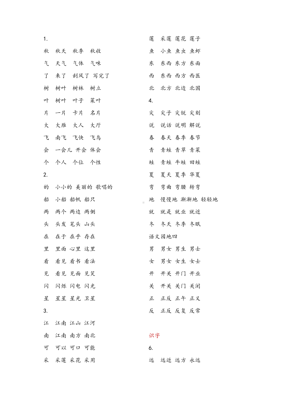 (完整版)部编版一年级上学期语文词语表.doc_第3页