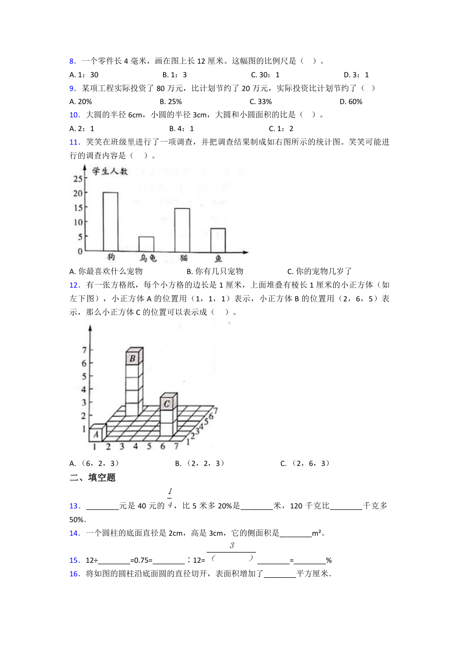 2020年南京市小学数学小升初模拟试卷及答案.doc_第2页