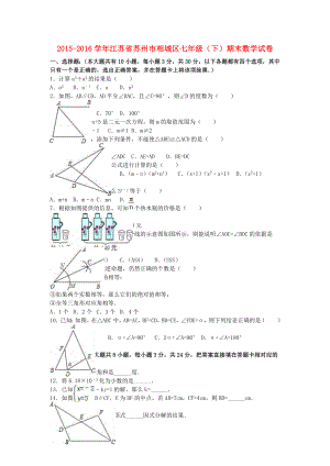 七年级数学下学期期末试卷(含解析)-苏科版8.doc