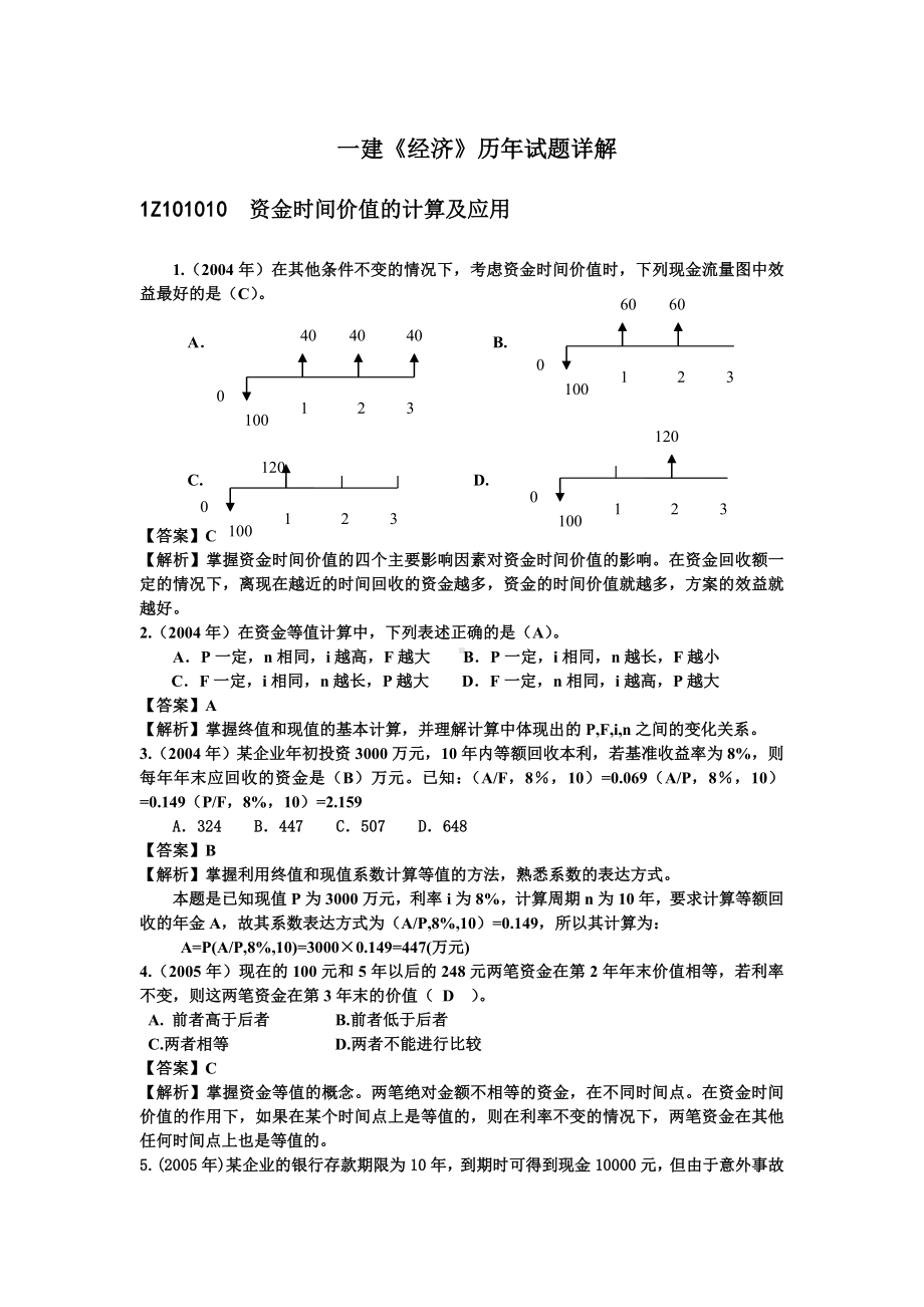 一建《经济》历年试题详解.doc_第1页