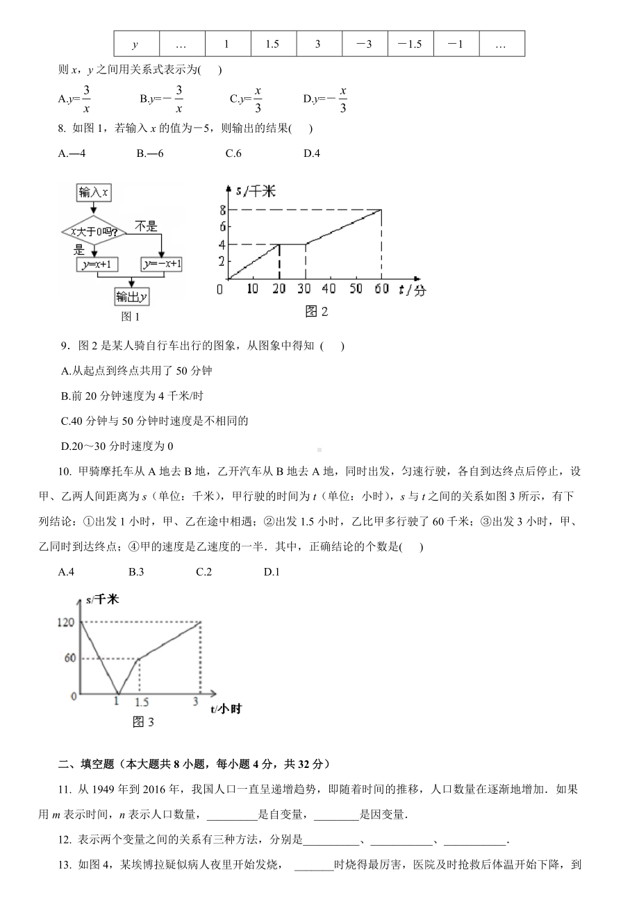 2020年鲁教版(五四制)六年级下册数学第九章变量之间的关系单元测试卷及答案.doc_第2页