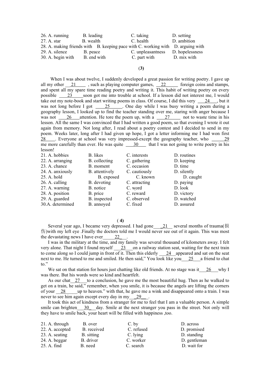 [高考英语]10题完形填空练习精选20篇.doc_第2页