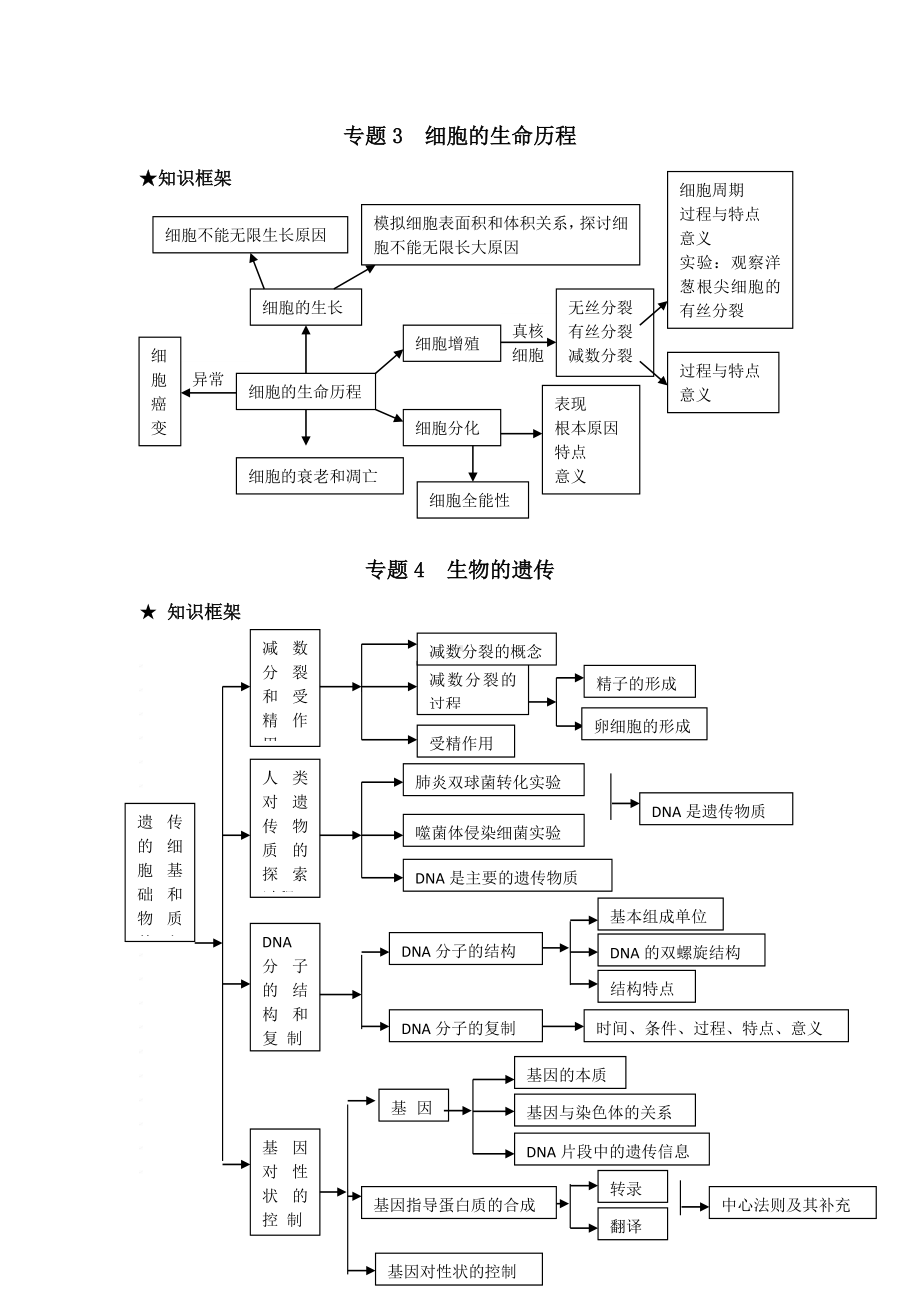 (完整版)高三生物二轮复习专题框架图.doc_第2页